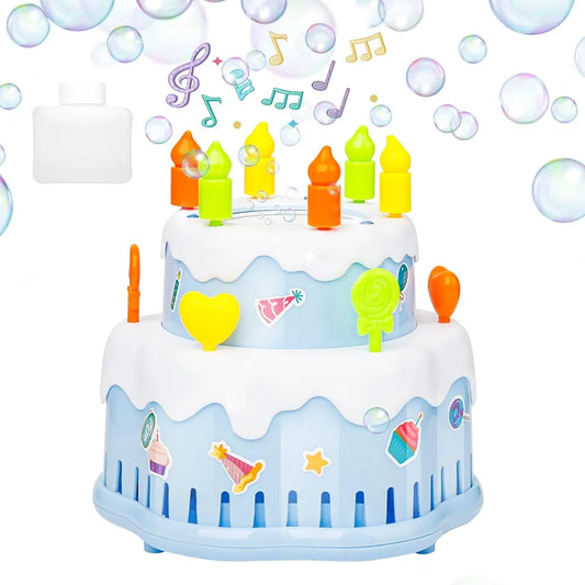 Birthday Cake Bubble Machine for Kids Outdoor Play Blue