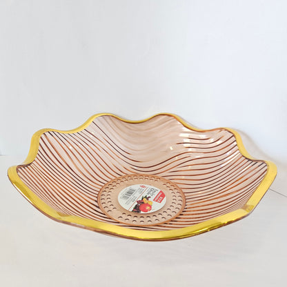 Flower Shaped designer plate,Crystal Clear transparent Appetizer Plates Snack Fruit with Golden Edges