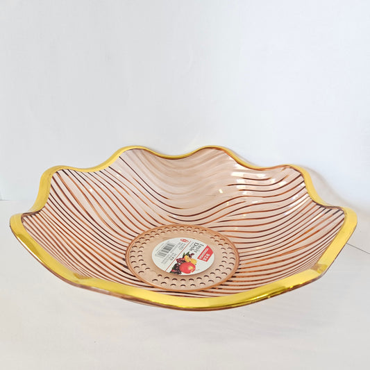Flower Shaped designer plate,Crystal Clear transparent Appetizer Plates Snack Fruit with Golden Edges