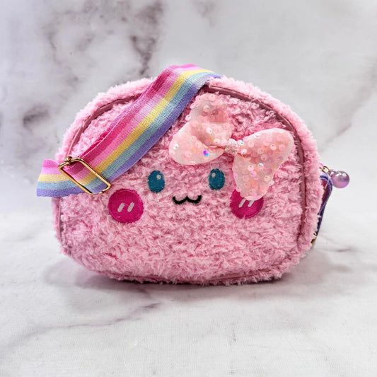 Premium fur cute face designer sling bag with magnetic lock bag for kids