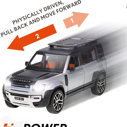 Defender Exclusive Alloy Metal Pull Back Die-cast Car Diecast Metal Pullback Toy car with Openable Doors & Light, Music Gifts for Kids