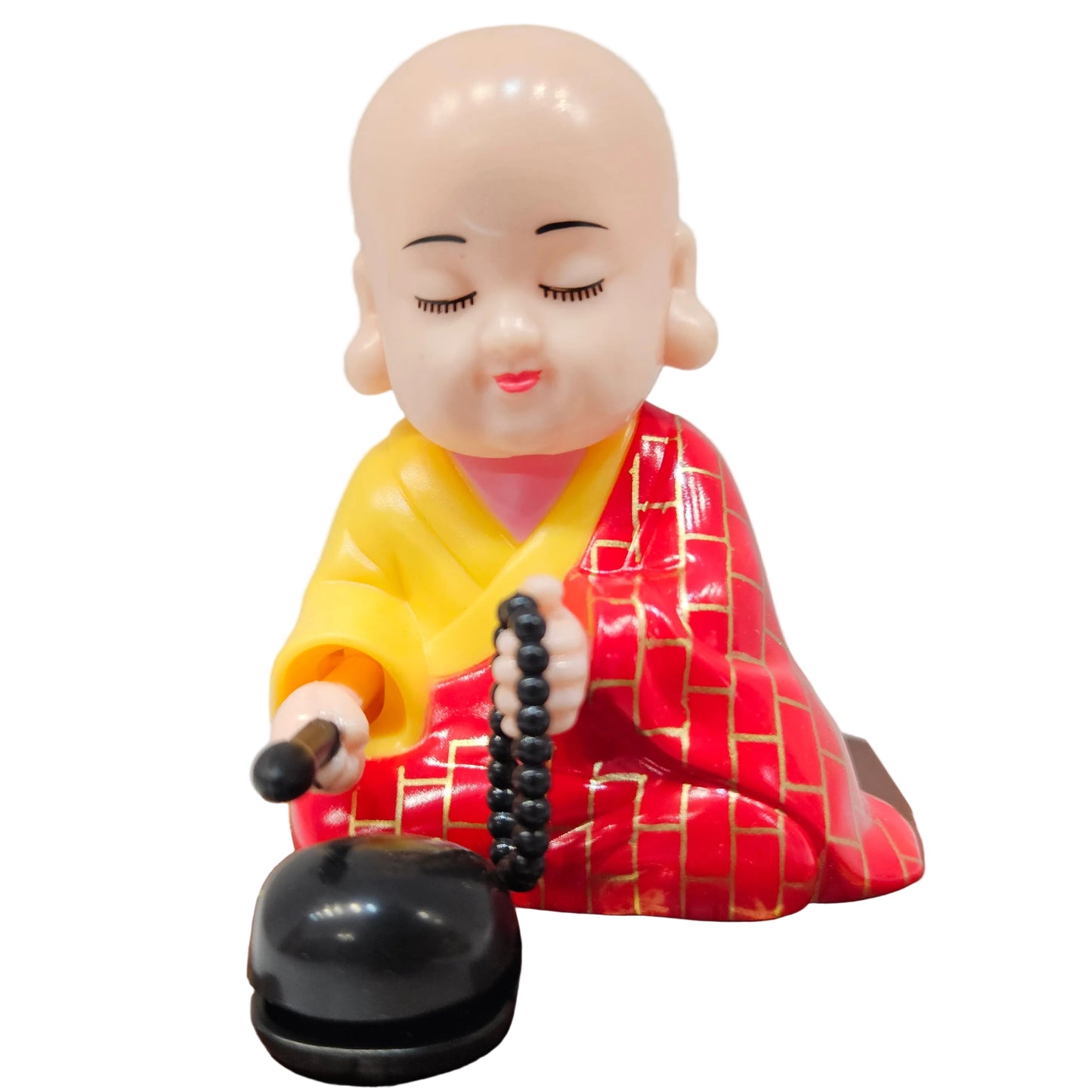 Solar Little meditating Monk, Outstanding Gift Nod and Swing Monk Display Excellent Workmanship Cute Decoration with Solar Light Receiving Panel for Car Dashboard