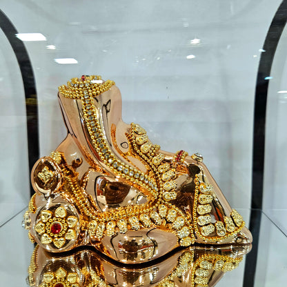 Imported 24carat Gold Plated Cabin Idol with stones Decorated of Ganesha with Full Decorate for Puja Room Or Home Decor