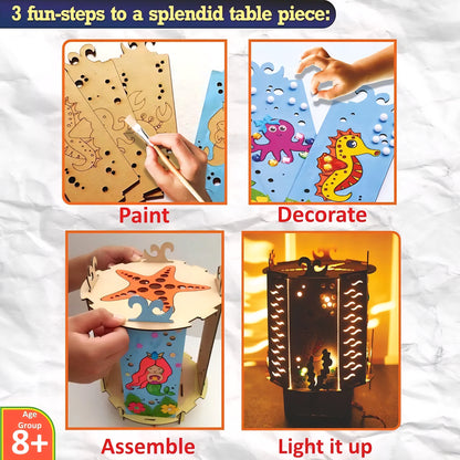 Make Your Own Lantern, DIY Activity, Creative Toy, Art & Craft kit, Painting Toy, Table Lamp, Room Decor, Birthday Gift for Boys and Girls of Age Group 8, 9, 10, 11 Above