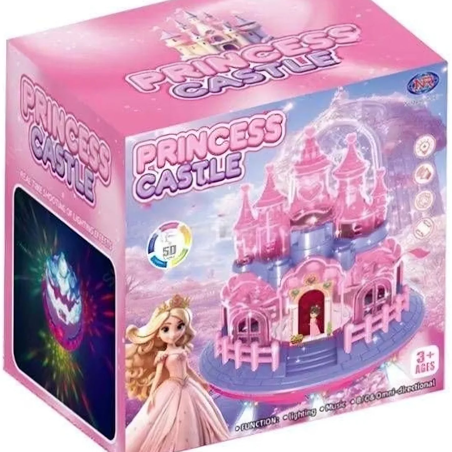 Princess Castle Toy for Girls with Lights & Music, Rotating Omni-Directional Moving Fairy Castle Playset, Battery Operated Bump & Go Fantasy Palace Toy Gift for Kids