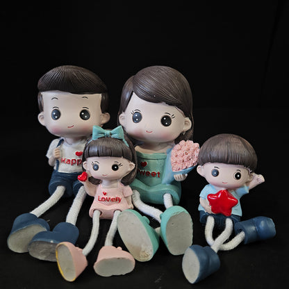 Cartoon Resin Outseam 4pieces set Dolls Hanging Feet Doll Home Wall Decoration
