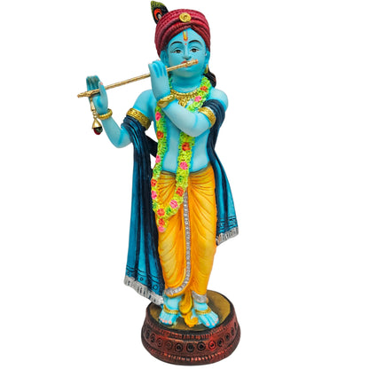 Large Beautiful Standing lord Krishna Playing Flute Statue Showpiece Figurine for Home Decoration