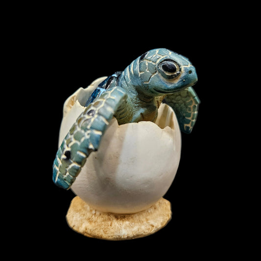 Adorable Baby Sea Turtle Hatching from Egg Tall Figurine