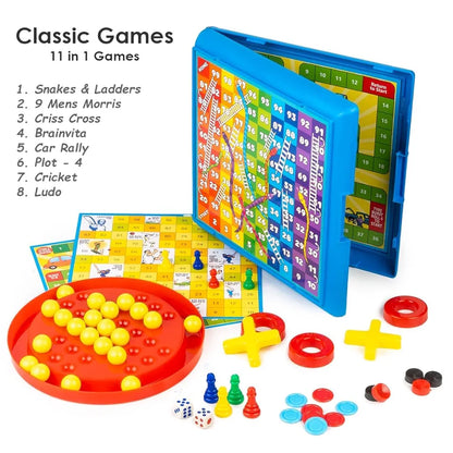 Classic Games 11 in 1 Table Top Family Board Games for Kids & Adults
