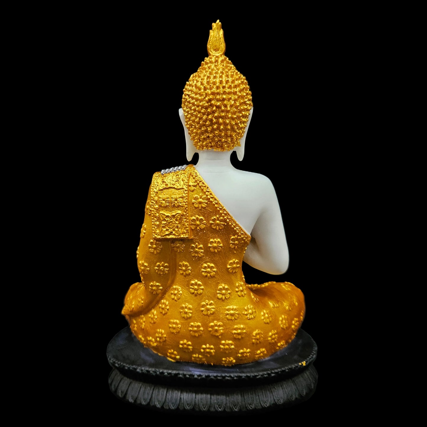 Hand-Painted Buddha Idol Sitting Statue for Home, Office, Living Room Decor; Golden & Black Lord Peace Buddha Showpiece Decoration for Gifting