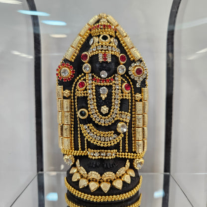 Lord Balaji 24carats gold Plated Balaji decorated with attractive stones in transparent protective cabin