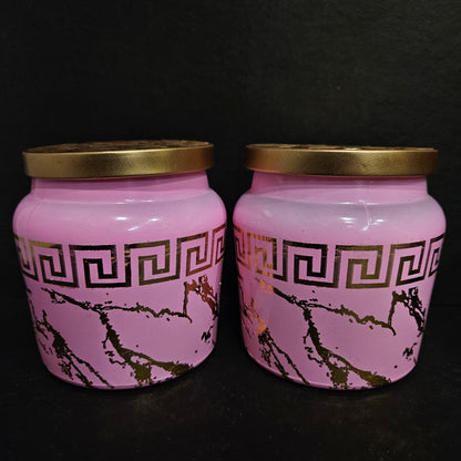 Lily gold 2 piece galss Storage container with Lid for Return gifts