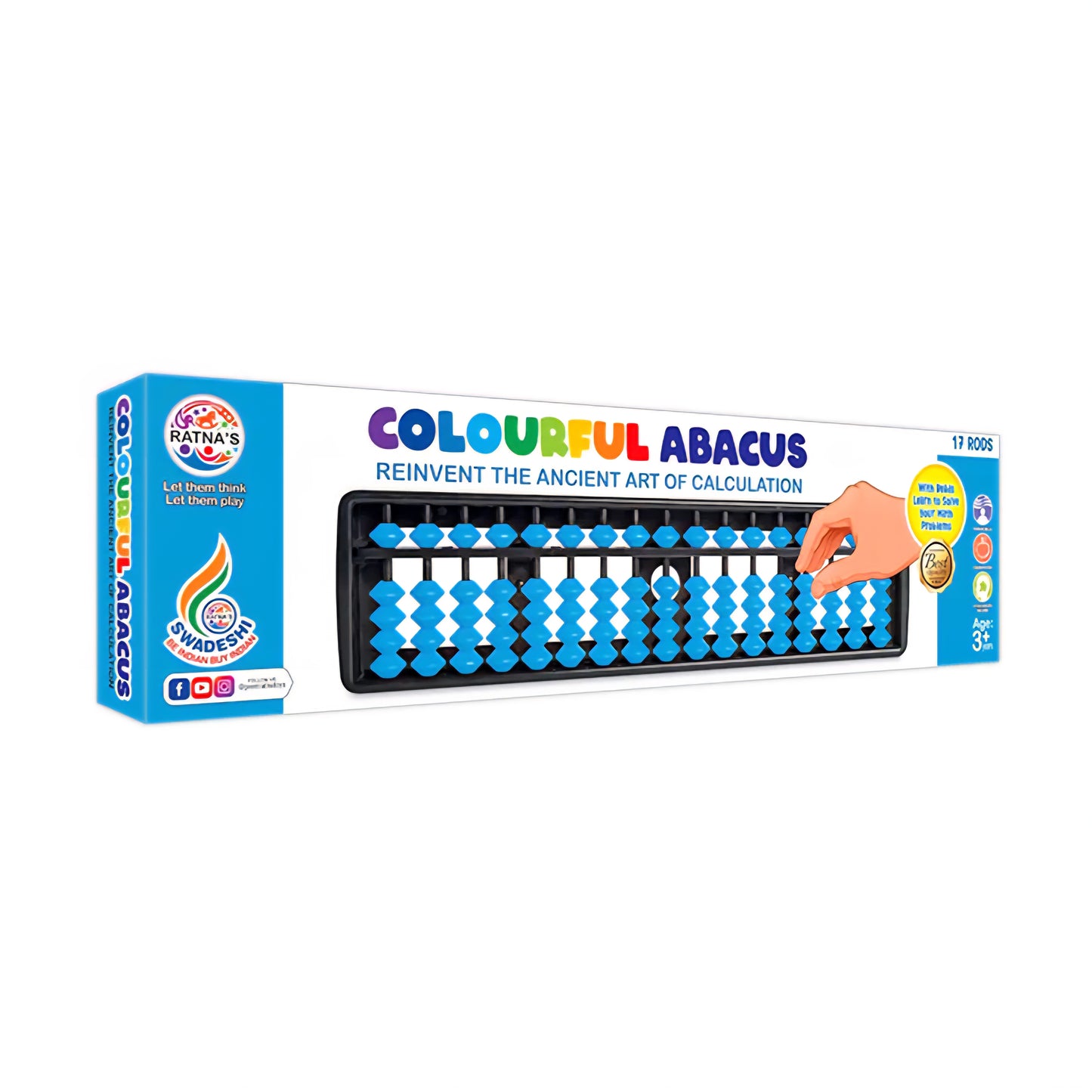 RATNA'S Colourful Abacus 17 Rod Tool for Kids | Enhance Counting Skills and Mathematics | Educational Toy