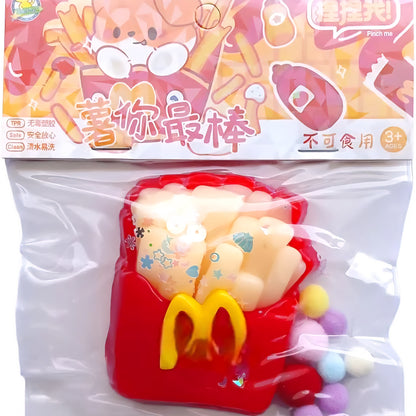 Cute Plushy Squishy Toy – Soft Slow Rising Stress Relief Squeeze Toy, MC-Donald's Fries Character Collectible for Kids
