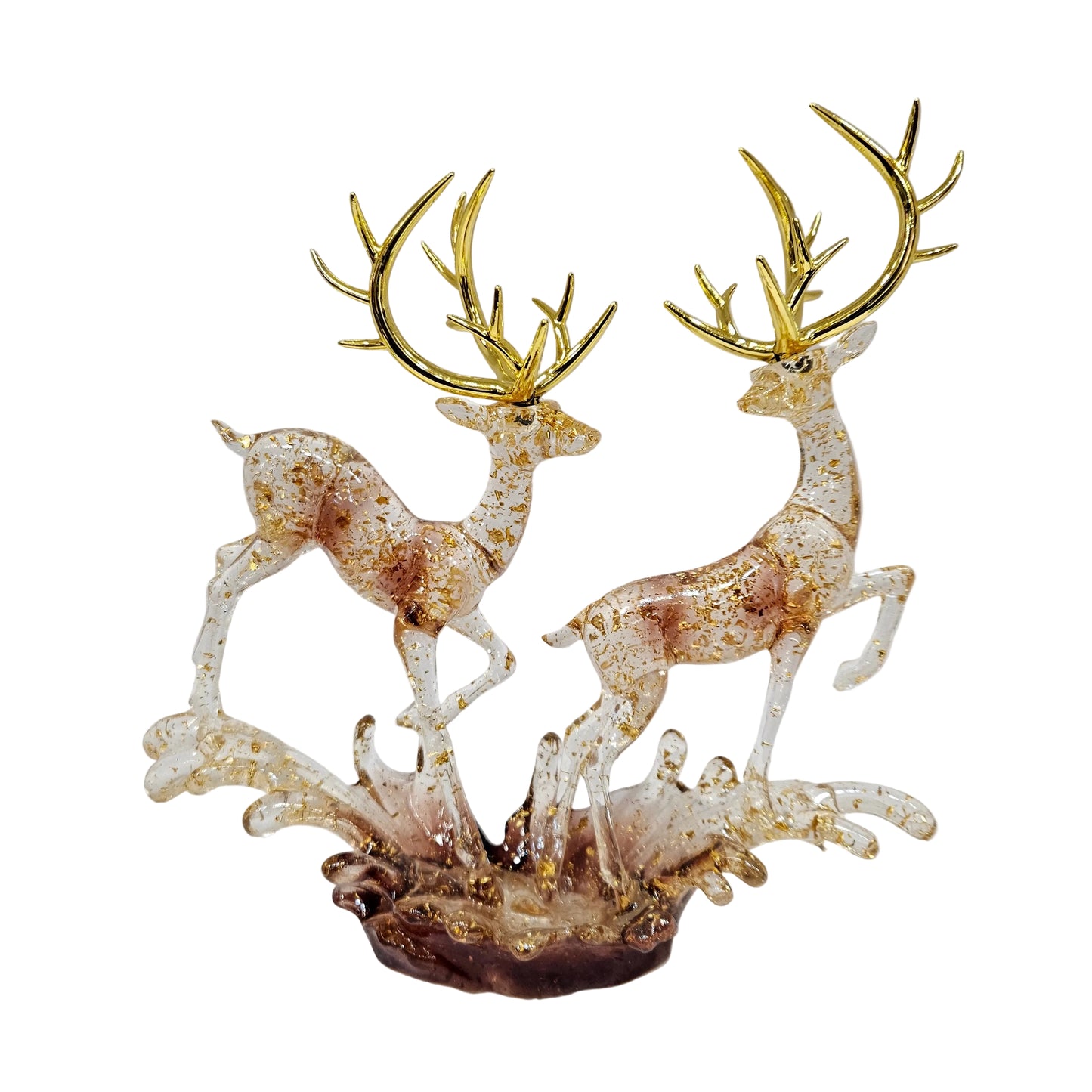 Clear resin and gold foil deer statue a sophisticated desktop centerpiece Figurine