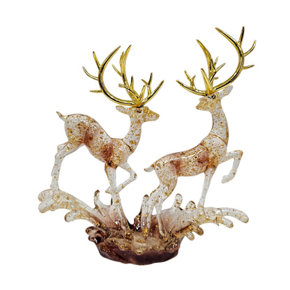 Clear resin and gold foil deer statue a sophisticated desktop centerpiece Figurine