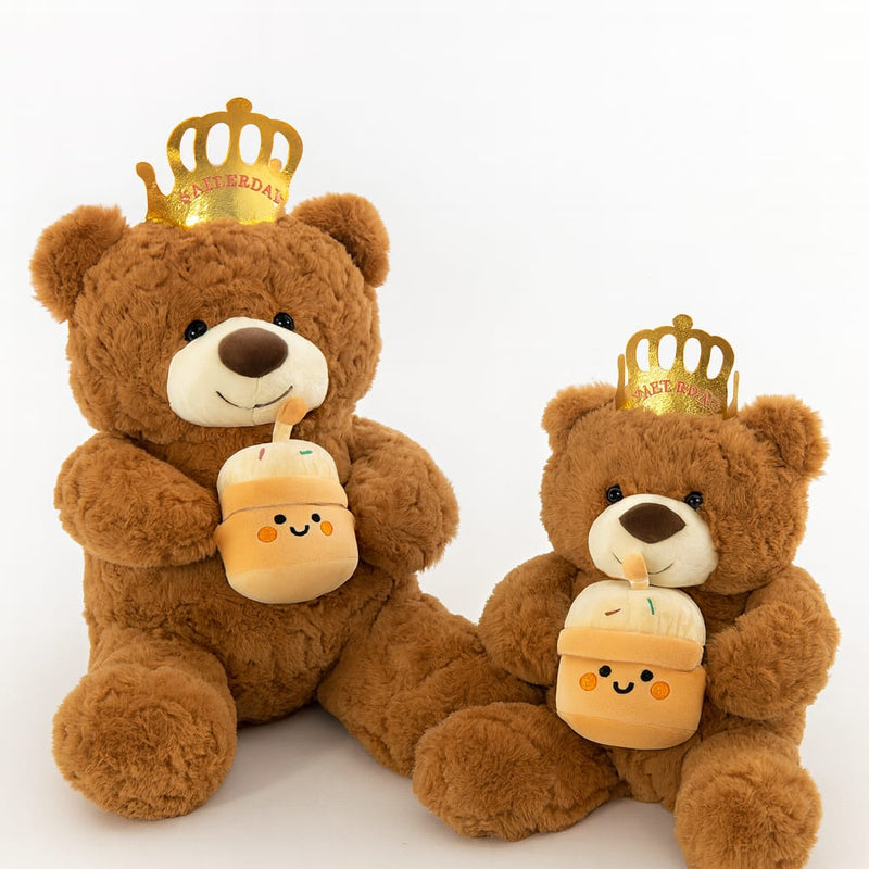 Happy Birthday Musical Teddy Bear with Crown 1pcs Soft Plush Gift Toy
