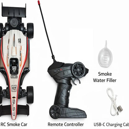 Supersonic Speed F1 Formula Racing Car, Remote Control, 1:14 Scale, Rechargeable USB-C, Real Smoke Effect, 4 LED Lights, 2.4GHz, Ages 4+