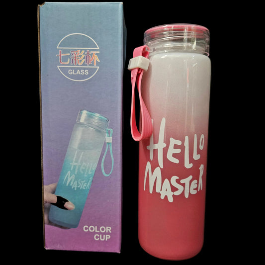 Hello Master Printed attractive colourful Glass water bottle for Return gifting