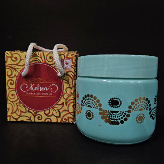 Shelly Glassware Karen glass jar with Designer Lid Perfect for Return gifting purpose