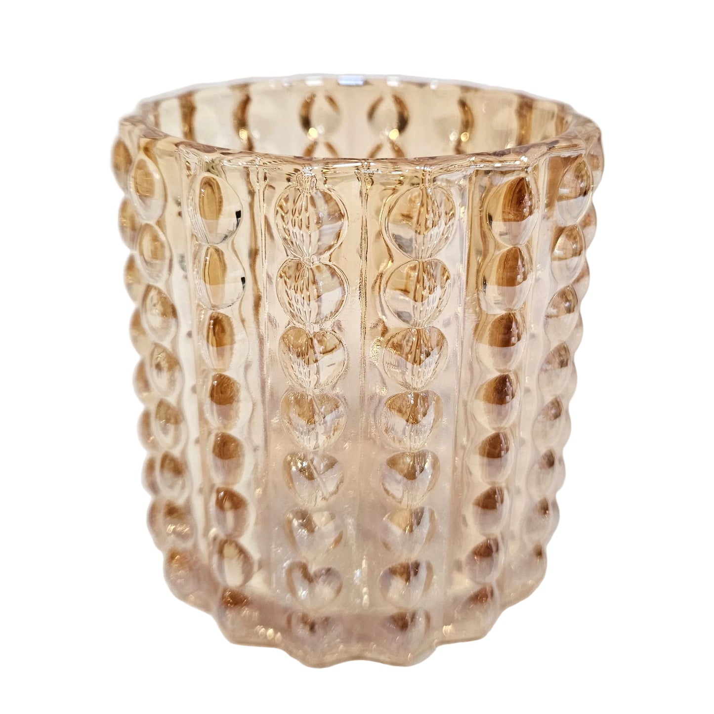 Hobnail Vase — Sophisticated Amber Color Beautiful Raised Polka Dot and Bubble Design — Warm and Soft for Kitchen and Living Spaces