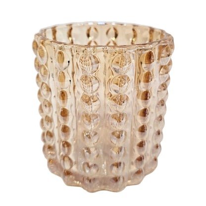 Hobnail Vase — Sophisticated Amber Color Beautiful Raised Polka Dot and Bubble Design — Warm and Soft for Kitchen and Living Spaces