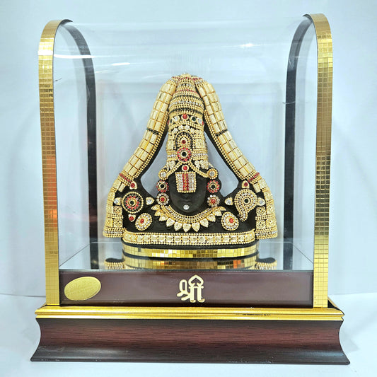 Lord Venkateshwara Balaji 24carats Gold Plated Cabin Idol for Home Decor & Lord Showpiece
