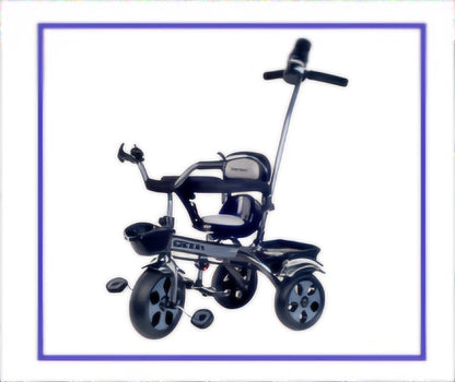 Dash star Hexa star tricycle with parental rod for movement,removable safety handrest,trin trin bell,360 degree rotating seat,front & rear Basket for storage,cushion seat for comfortable experience