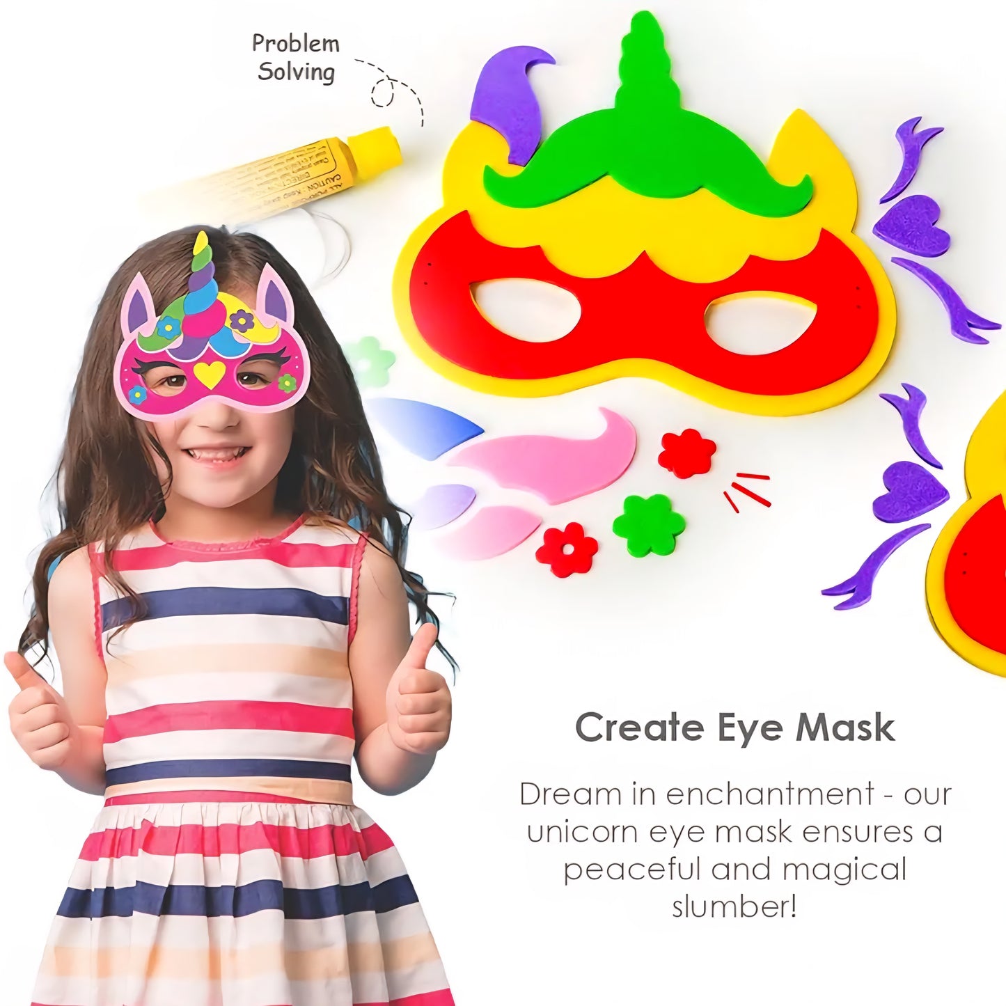 Unicorn Craft Kit 3-in-1 EVA DIY Kit | Create Pen Stand, Wind Chime & Eye Mask | Art & Craft Activity for Kids, Men & Women | Toy for Ages 5+