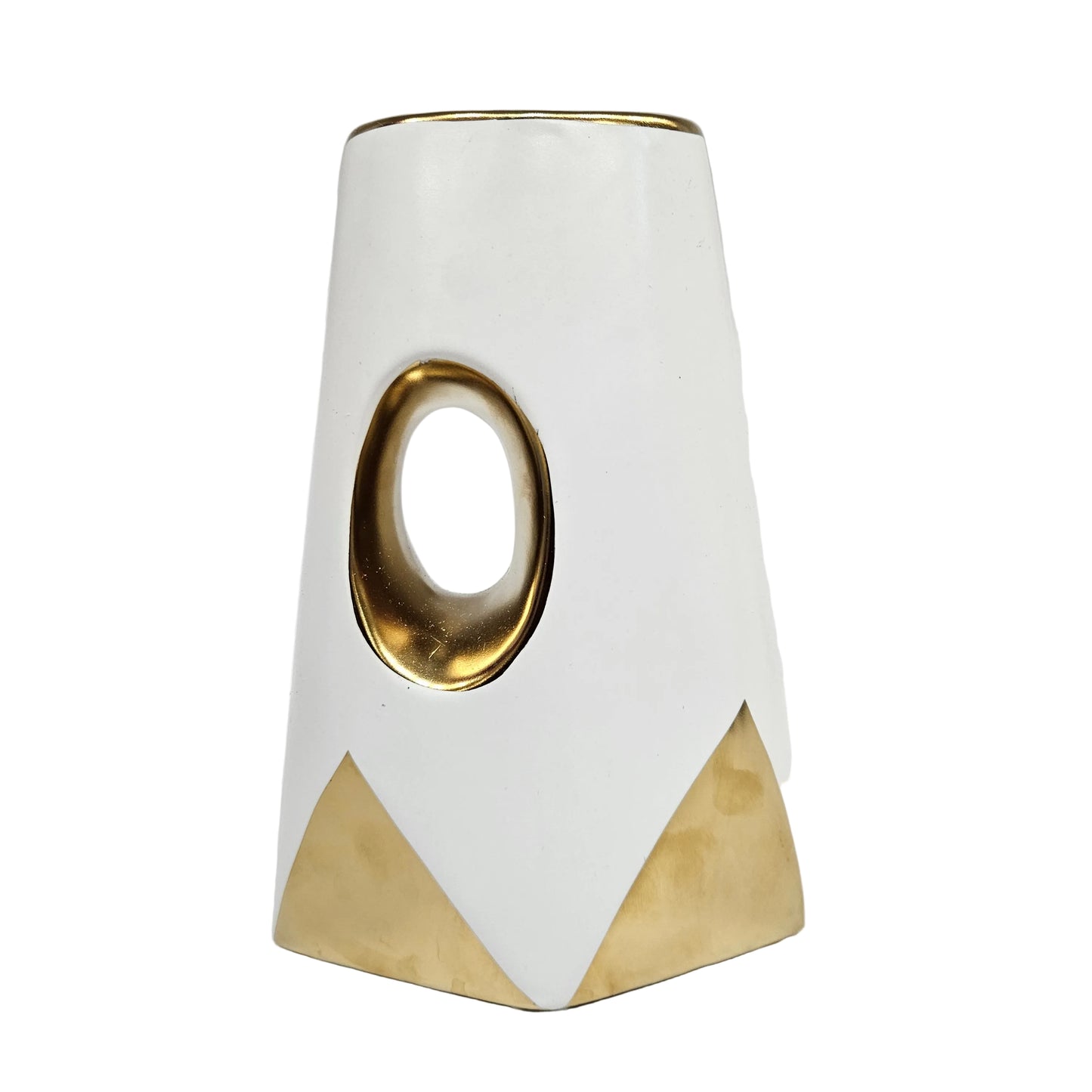 White-Gold Modern Vase Set, Ceramic Vases for Decor, Living Room, Office, Bookshelf, Centerpieces, Table Decoration