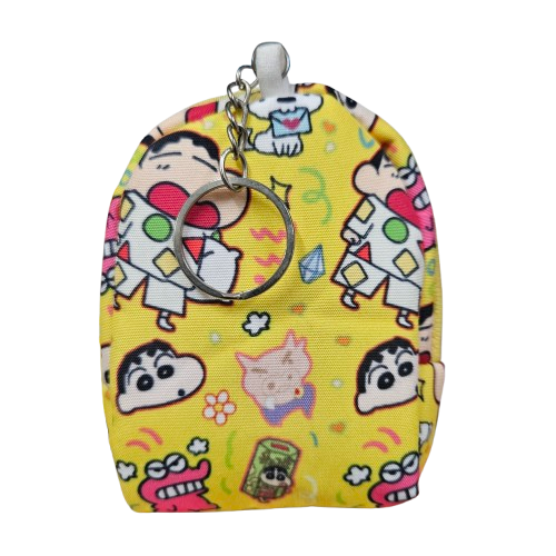 Shin-chan cartoon character printed multipurpose pouch Keychain for kids