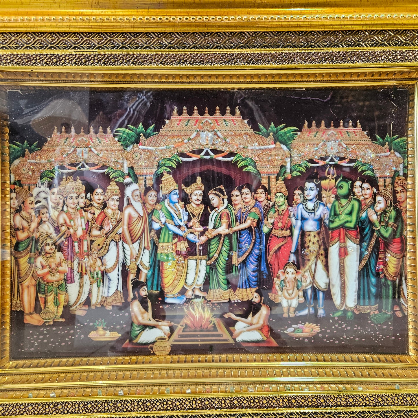 Sri Srinivasa Kalyanam Multi colour lighting & slokam wall hanging frame for Home Decor