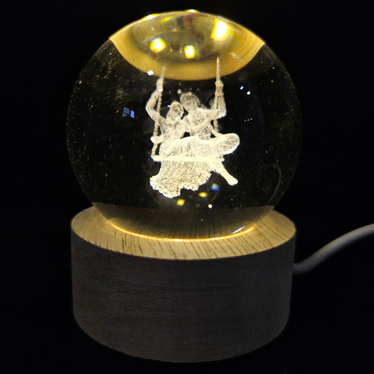 Crystal Ball Night Lamp, Solar System Light, USB Table Colorful Wooden Crystal for Home, Office, Birthday Gift
