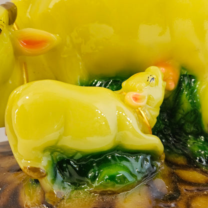 The Holy Statue Polyresin Kamdhenu Cow with Calf Showpiece