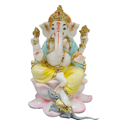 Handcrafted Marble Dust Ganesh Statue – God Idol with Intricate Detailing, Perfect for Home Décor