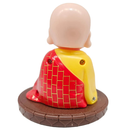 Solar Little meditating Monk, Outstanding Gift Nod and Swing Monk Display Excellent Workmanship Cute Decoration with Solar Light Receiving Panel for Car Dashboard
