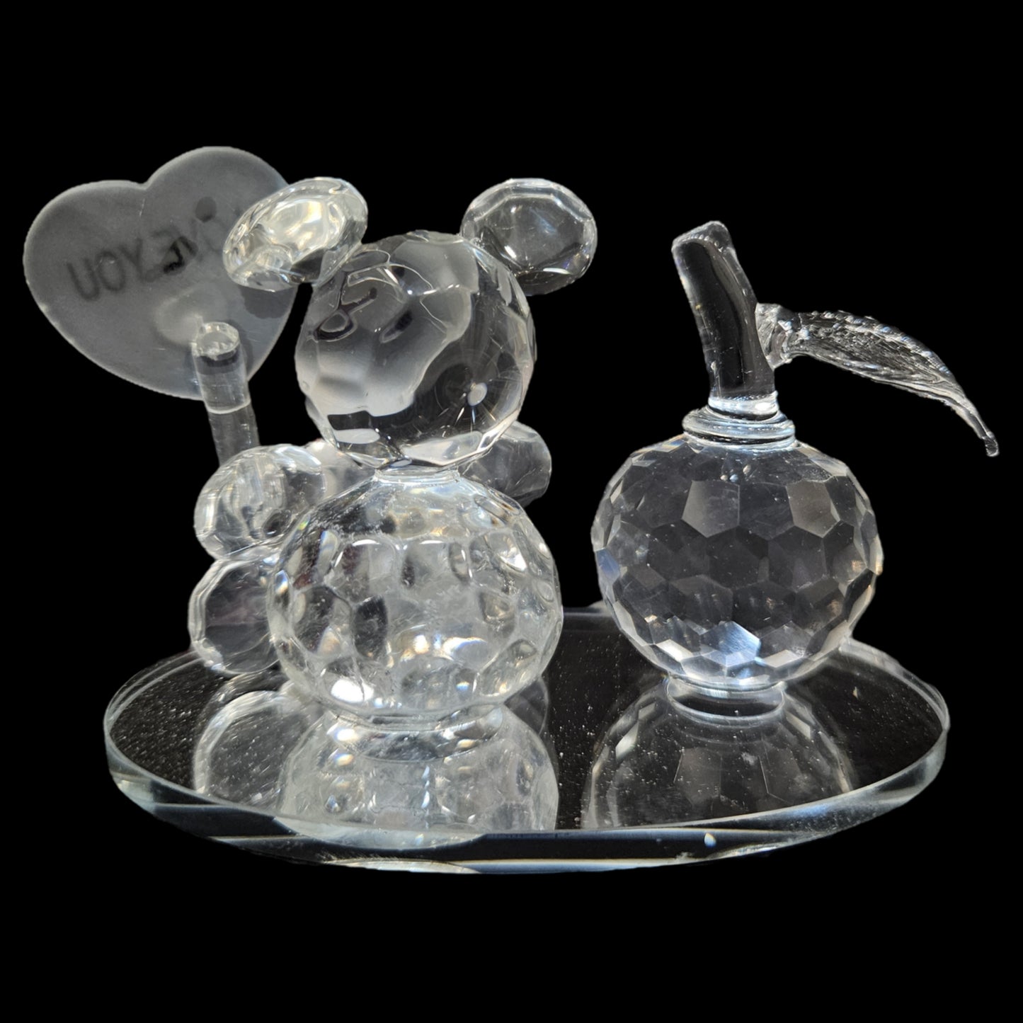 Valentine Special Clear Crystal Teddy Holding Red Rose Showpiece Gift for Birthday, Anniversary, Girlfriend and Boyfriend