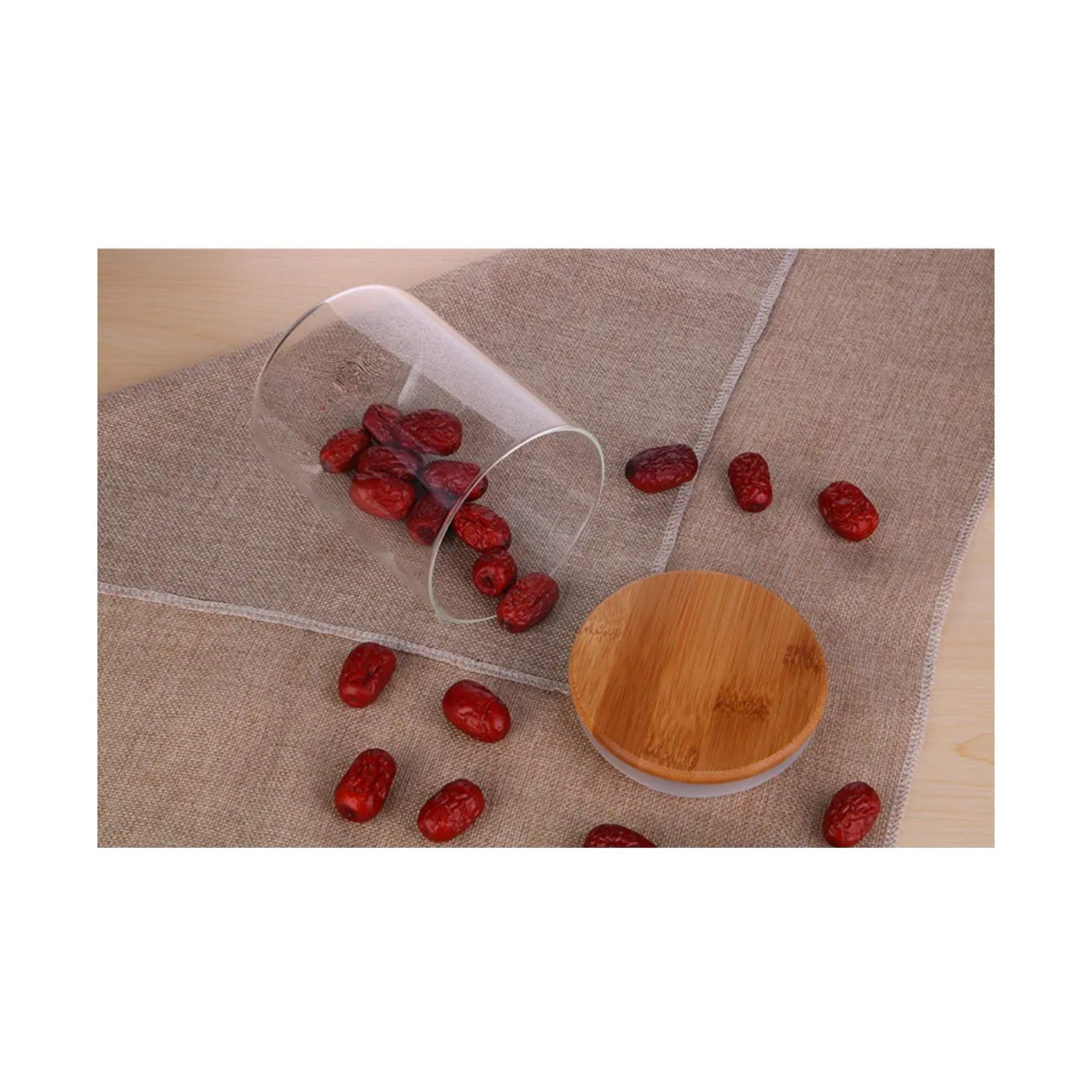 airtight glass jar with bamboo lid delicacy health quality guarantee Storage container