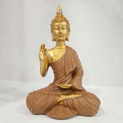 Sitting Buddha Statue Idol Buddha Figure Gold Foli Work Resin Made Light Weight Statue Perfect Home decor