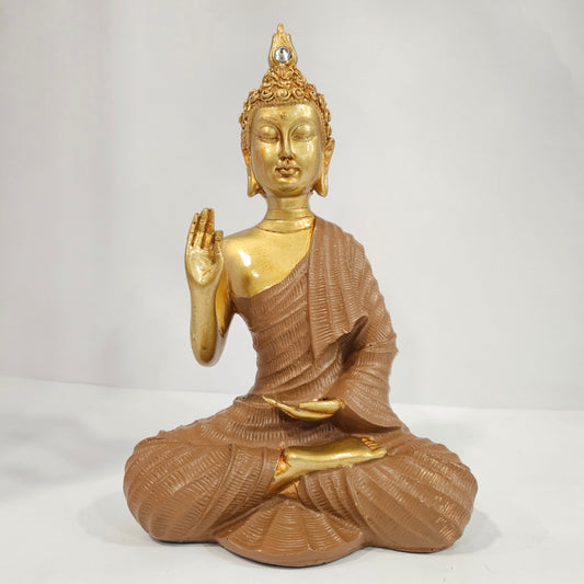 Sitting Buddha Statue Idol Buddha Figure Gold Foli Work Resin Made Light Weight Statue Perfect Home decor