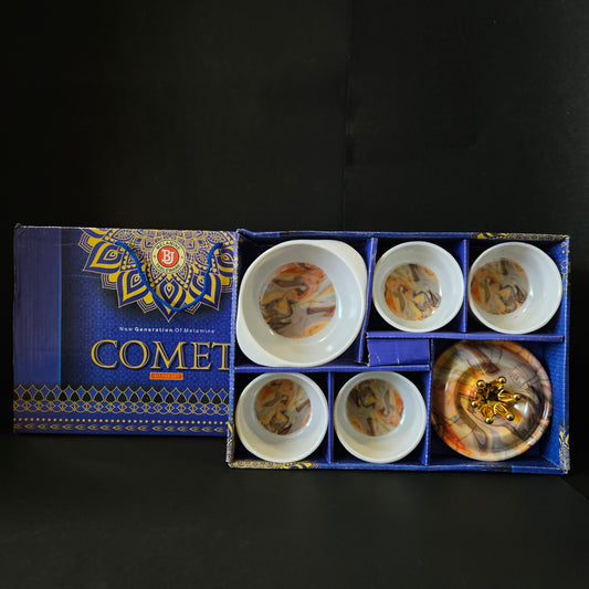 Melamine Tableware Comet 4 pieces Melamine cups & 1 bowl with crown lid
