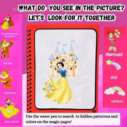Magic Quick Dry Water Book Reusable Colouring Water Doodle Book self-Drying with Water Pen for Kids Drawing Practice Book for Toddlers, Return Gifts, Birthday Party