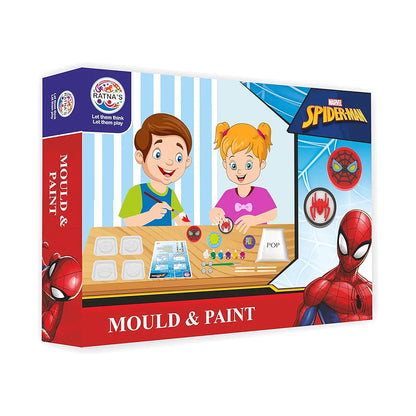 Ratna's Marvel themed Mould & Paint Spiderman DIY Art & Craft KIT with 4 Moulds Can be Used as Fridge Magnets & Badges for Kids