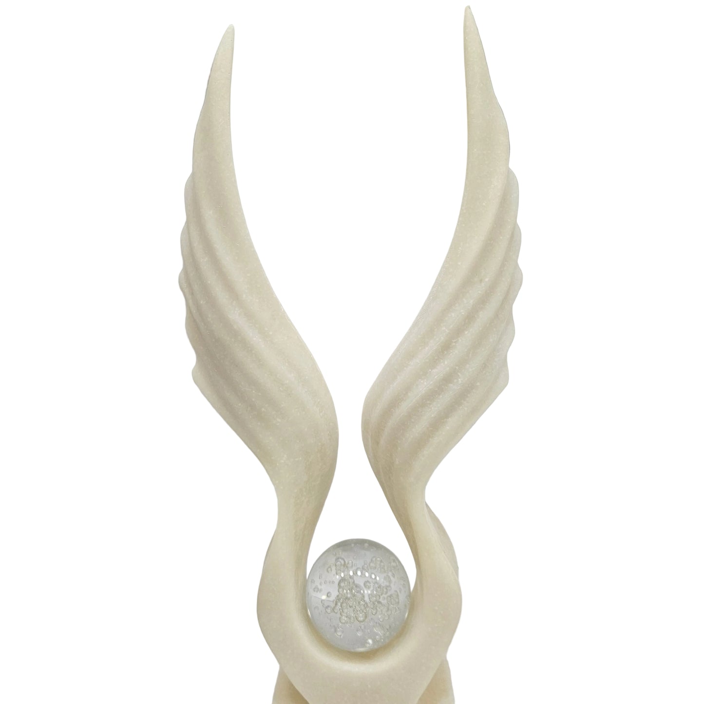 MyAddiction Eagle/Angel Wings Statue featuring a white resin wing structure cradling a glass sphere