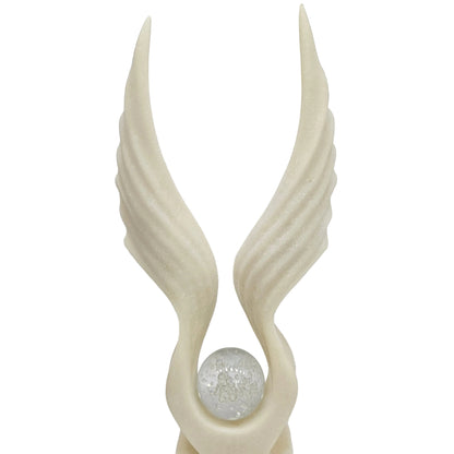 MyAddiction Eagle/Angel Wings Statue featuring a white resin wing structure cradling a glass sphere