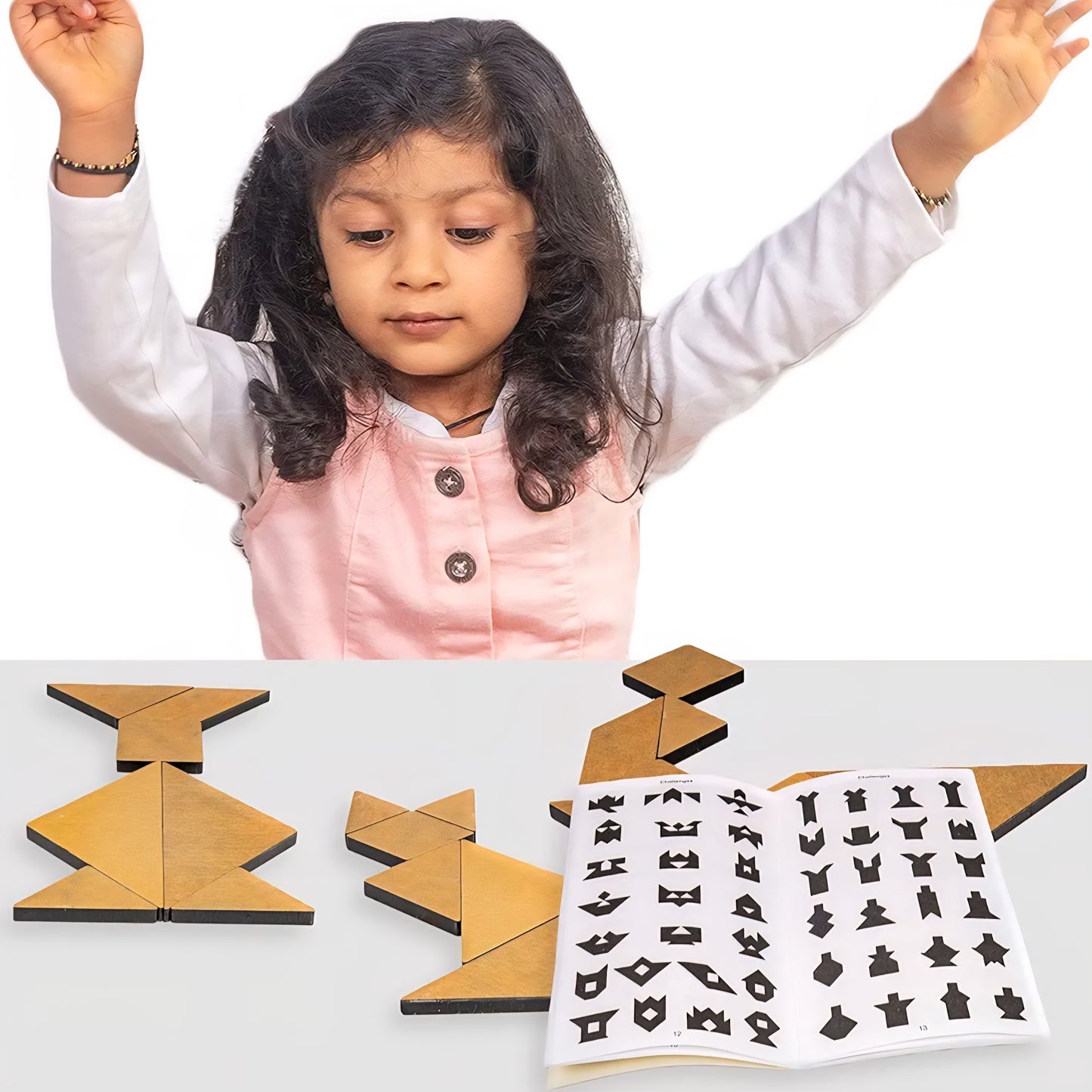 Tangram Puzzle 7 Pieces and 786 Patterns Educational Jigsaw Puzzle Game of Shapes for Mind Development of Kids