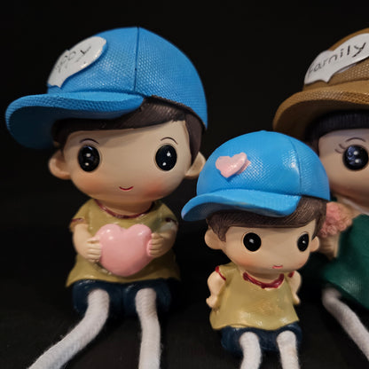Cartoon Resin Outseam 4pieces set family Hanging Feet Doll Home Wall Decoration