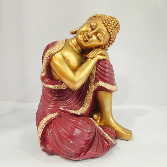 Sitting Buddha Statue Idol Buddha Figure Gold Foli Work Resin Made Light Weight Statue Perfect Home decor