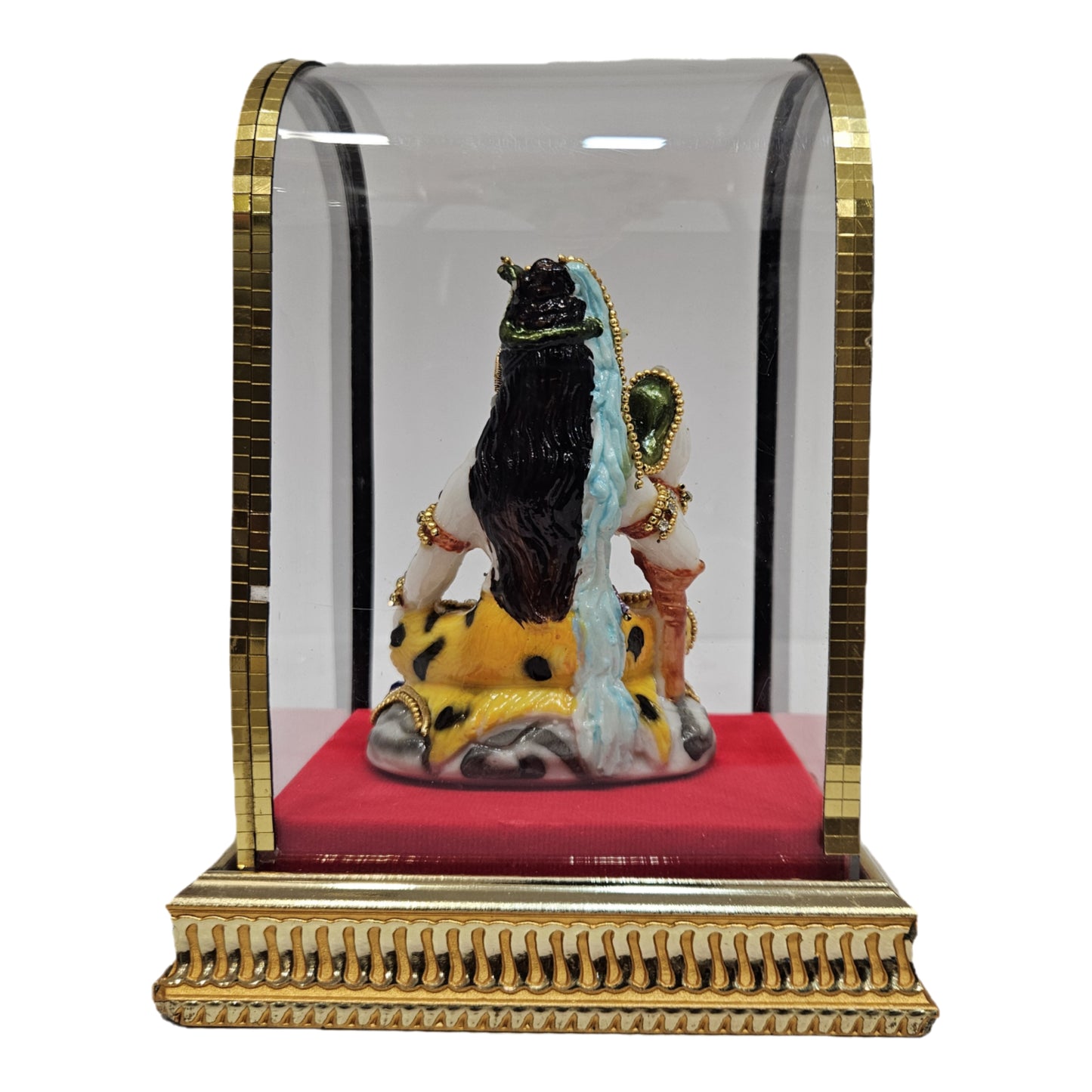 Lord Shiva Premium Decor Idol in Glass Dome | Gold Plated Handcrafted Murti for Home & Pooja room