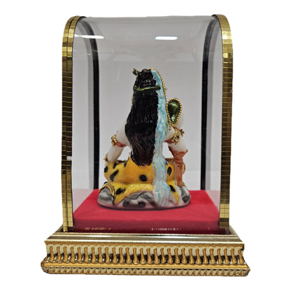 Lord Shiva Premium Decor Idol in Glass Dome | Gold Plated Handcrafted Murti for Home & Pooja room